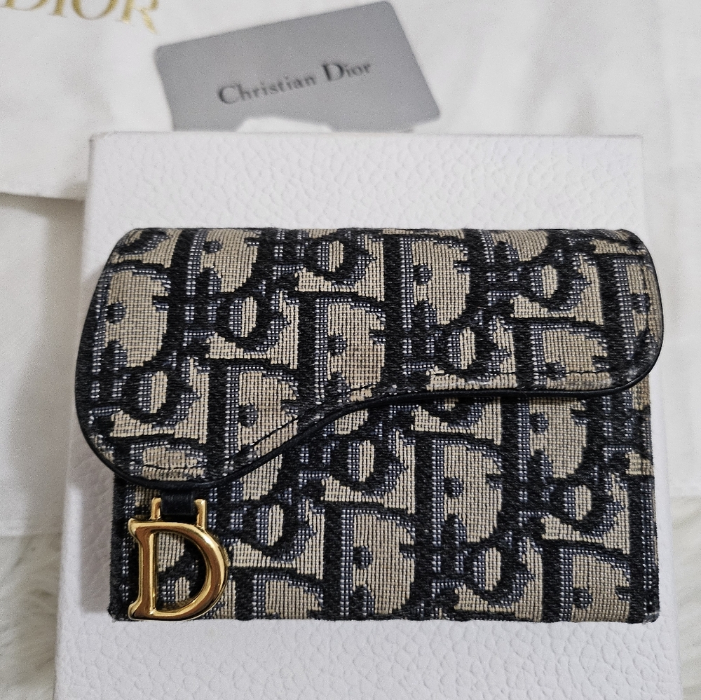 Dior Saddle wallet on chain cloth crossbody bag